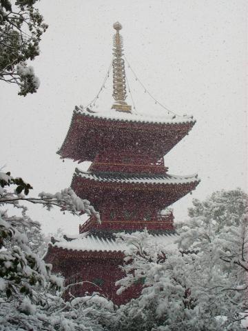 雪の国分寺三重塔